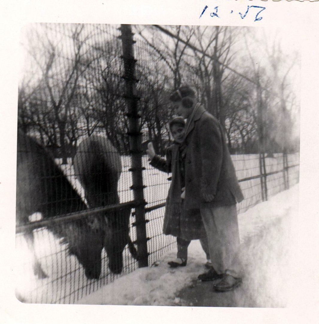 Fran & Mark Rosenthal at Elk exhibit, 1956