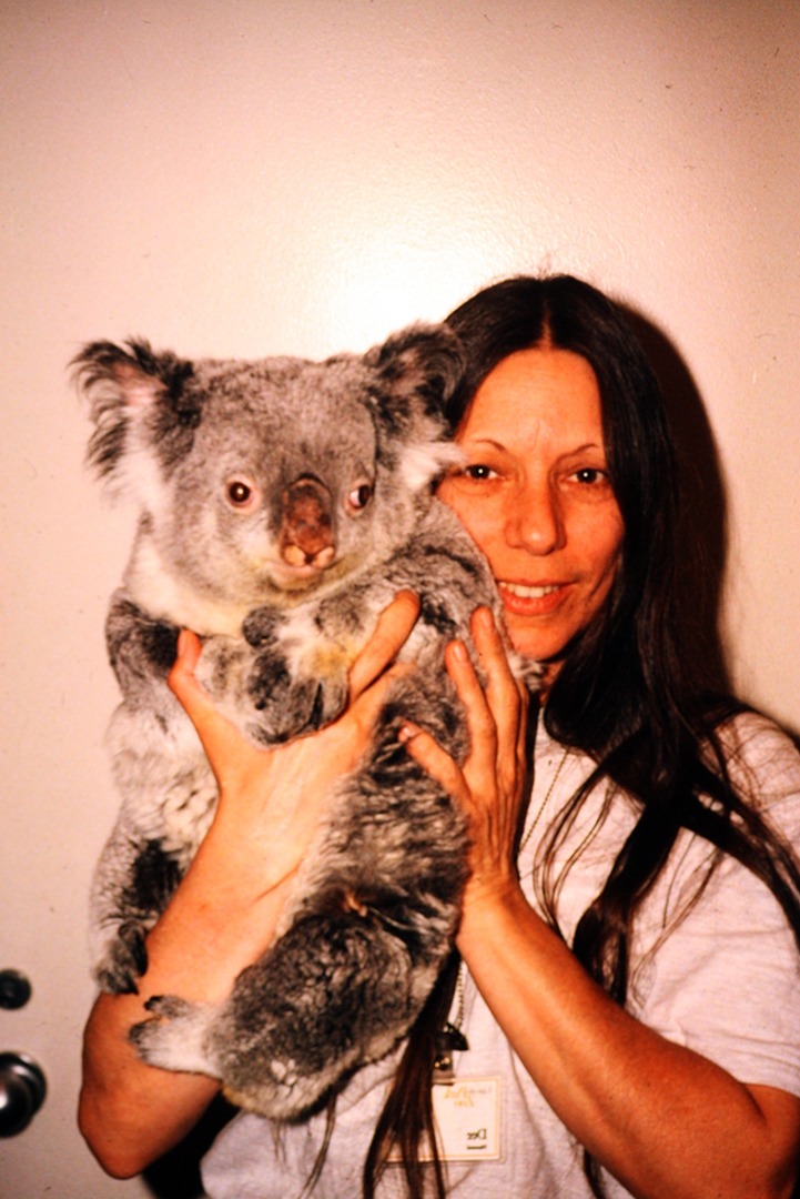 Supervisor Dee Schwartz with koala, 1996